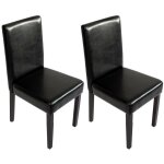 Hhg - jamais utilis] lot de 2 chaises de sjour littau, simili - cuir, noir, pieds foncs