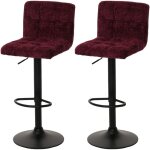 Hhg - lot de 2 tabourets de bar 847, tabouret de bar, rglable en hauteur pivotant, tissu chenille (465g ...