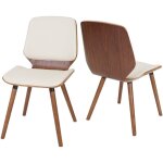 Hhg - jamais utilis] 2x chaise de salle  manger 094, bois courb, rtro, aspect noyer, similicuir crme ...