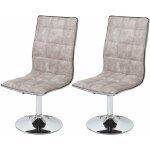Hhg - jamais utilis] 2x chaise de salle  manger 616, fauteuil, tissu, vintage gris silex