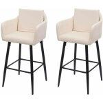 Hhg - jamais utilis] 2x tabouret de bar 754, tabouret de comptoir, repose - pieds mtal, similicuir ...