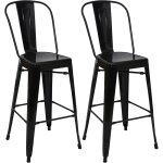 Hhg - jamais utilis] 2x tabouret de bar 812, chaise de comptoir avec dossier, mtal, design industriel, ...