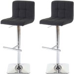 Hhg - jamais utilis] 2x tabouret de bar kavala, chaise bar / comptoir, avec dossier, tissu gris fonc, ...