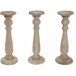 Hhg - jamais utilis] 3x bougeoir, chandelier t360, style shabby, vintage, hauteur 35cm, marron naturel ...