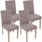 Hhg - jamais utilis] lot de 4 chaises de salle  manger littau, tissu, gris, pieds: structure chne