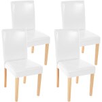 Hhg - jamais utilis] lot de 4 chaises de sjour littau, cuir reconstitu, blanc, pieds clairs