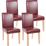 Hhg - jamais utilis] lot de 4 chaises de sjour littau, simili - cuir, brun rouge, pieds clairs