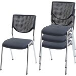 Hhg - jamais utilis] 4x chaise visiteur t401, chaise de confrence empilable, tissu / textile, sige ...