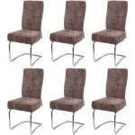 Hhg - lot de 6 chaises de salle � manger 125, chaise de cuisine cantilever, m�tal tissu / textile chenille, ...