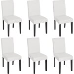 Hhg - jamais utilis] lot de 6 chaises de sjour littau, simili - cuir, blanc mat, pieds foncs