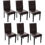 Hhg - jamais utilis] lot de 6 chaises de sjour littau, simili - cuir, marron, pieds foncs
