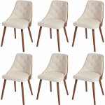 Hhg - jamais utilis] 6x chaise de salle  manger osijek, fauteuil, aspect noix, bois cintr, similicuir, ...