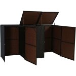 Hhg - jamais utilis] abri pour 3 poubelles 261, cache - poubelle poly rotin 3x120l, brun