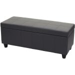 Hhg - jamais utilis] banc / banquette / coffre de rangement kriens, 114x45x45cm, similicuir, gris mat ...