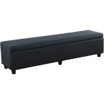 Hhg - jamais utilis] banc banquette kriens xxl, 180x45x45cm, similicuir, noir mat
