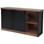 Buffet hhg 158, buffet haut tagre armoire portes coulissantes 7 compartiments aspect bois industriel ...