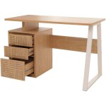 Hhg - bureau 903, table d'ordinateur, table de travail, tiroir, bois m�lamin�, 77x118x58cm, orme naturel ...
