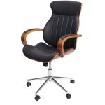 Hhg - jamais utilis] chaise de bureau 333, pivotante, fauteuil, bois courb, aspect noyer, similicuir, ...
