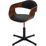 Hhg - jamais utilis] chaise de bureau 496, rglable en hauteur, bois courb, aspect noyer, cuir synthtique ...