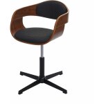 Hhg - jamais utilis] chaise de salle  manger 496, rglable en hauteur, bois courb, aspect noyer, tissu ...