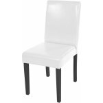 Hhg - jamais utilis] chaise de salle  manger littau, chaise de cuisine, cuir, blanc, pieds foncs