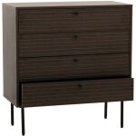 Commode hhg 093, sideboard armoire, 4 tiroirs, style scandinave m�tal bois m�lamine mvg 85x80x40cm, brun ...