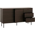 Hhg - jamais utilis�] commode 292, sideboard, 3 tiroirs 2 portes, style scandinave m�tal bois m�lamine ...