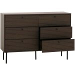Hhg - commode 304, armoire sideboard, 6 tiroirs, style scandinave mtal bois mlamine mvg 85x120x40cm, ...