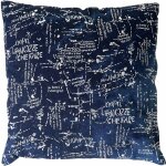 Hhg - jamais utilis] coussin de dcoration, criture, coussin avec bourrage, bleu, aspect brillant, ...