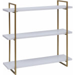 Hhg - jamais utilis] etagre murale 631, tagre suspendue, 3 tagres bois massif industriel 60x60x18cm, ...