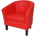 Hhg - fauteuil lounge 864, fauteuil club fauteuil cocktail, certifi mvg similicuir, rouge