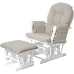 Hhg - jamais utilis] fauteuil relax 721 fauteuil  bascule, rocking - chair, tissu, crme, monture blanche ...