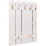 Hhg - portemanteau mural 981, panneau de vestiaire, paulownia 7 crochets 86x60cm, blanc Hhg - portemanteau mural 981, panneau de vestiaire, paulownia 7 crochets 86x60cm, blanc