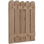 Hhg - portemanteau mural 981, panneau de vestiaire, paulownia 7 crochets 86x60cm, naturel