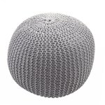Hhg - jamais utilis] pouf 080, tabouret de tricotage, aspect de tricotage  grosses mailles 40x50cm, ...