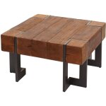 Hhg - jamais utilis] table basse 887, table de salon, bois de sapin rustique massif, brun 70x70cm