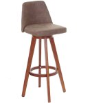 Hhg - jamais utilis] tabouret de bar 284, chaise de bar, bois textile pivotant, marron vintage, pieds ...