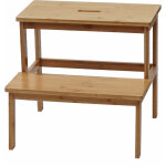 Hhg - jamais utilis] tabouret marche - pied 735, banquette, marchepied, tabouret en bois, bambou 43x47x38cm ...