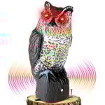Hibou en plastique pour loigner les oiseaux, pouvantails avec yeux clignotants, son effrayant, hibou ...