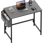 Hlonone - bureau informatique compact - m�tal gris - sac de rangement inclus - 80x40 cm