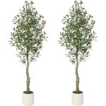 Hoerfuriy - lot de 2 oliviers artificiels de 150 cm avec pot blanc pour plantes artificielles grandes, ... Hoerfuriy - lot de 2 oliviers artificiels de 150 cm avec pot blanc pour plantes artificielles grandes, ...