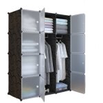 Hoerfuriy - armoire de chambre 12 cubes, 111 x 47 x 147 cm, meuble rangement penderie plastique portable ...