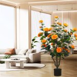 Hoerfuriy - camélia artificiel en pot de ciment, 102 cm - fausse plante camélia avec 37 fleurs Hoerfuriy - camélia artificiel en pot de ciment, 102 cm - fausse plante camélia avec 37 fleurs