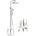 Colonne de douche de pluie systme de douche tablette 3 fonctions rglable en hauteur - d25cm, gris