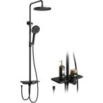 Colonne de douche - sans robinet - r�glable - avec �tag�re - pommeau de douche, pommeau de douche, noir ...