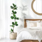 Hoerfuriy - ficus lyrata artificiel en soie avec pot blanc - 150cm plante de sol pour maison, bureau, ...