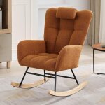 Hoerfuriy - rocking chair fauteuil � bascule avec dossier haut, appui - t�te et coussin lombaire peluche ...