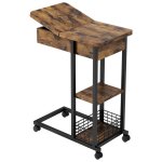 Hoerfuriy - table d'appoint bout de canap avec roulettes cadre en mtal desserte de lit support ordinateur ...