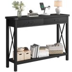 Table console avec tiroirs, table de canapé étroite en bois avec 2 étagère 2 tiroirs de rangement pour ... Table console avec tiroirs, table de canapé étroite en bois avec 2 étagère 2 tiroirs de rangement pour ...