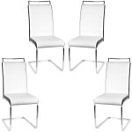 Hofuton 4 chaises de salle  manger ou cuisine avec assise rembourre et pitement chrom blanc + noir ...